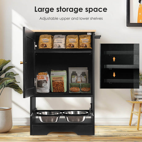 Elevated Pet Feeding Station With Storage Drawers - Sleep Galleria