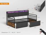 Twin Metal Bed Frame With Upholstered Headboard Charging - Omega Lifestyles