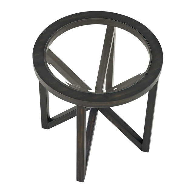 Modern Round Tempered Glass Wood Base Coffee Table - Omega Lifestyles