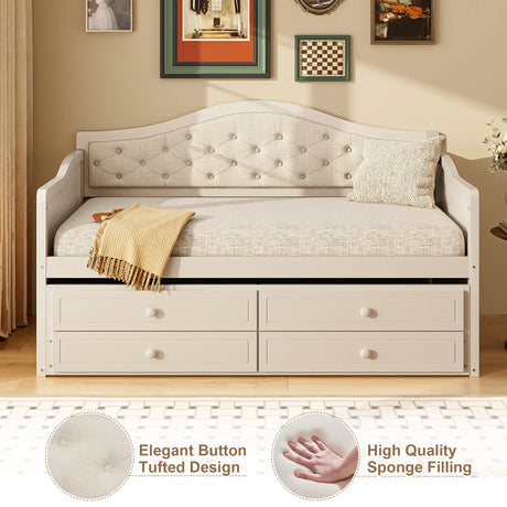 Twin Daybed With Pull-Out Trundle And Storage Drawers - Omega Lifestyles