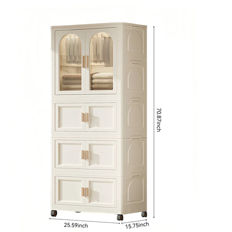 Folding Plastic Wardrobe Cabinet With Wheels and Hangers - Omega Lifestyles