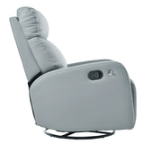 Modern Blue Gray PU Swivel Rocker Recliner Chair - Omega Lifestyles