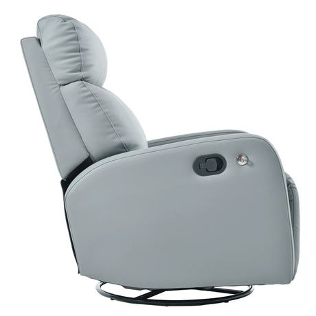 Modern Blue Gray PU Swivel Rocker Recliner Chair - Omega Lifestyles