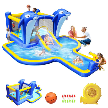 8-in-1 Inflatable Water Park Slide Trampoline Playhouse - Omega Lifestyles