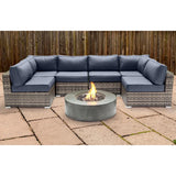 Outdoor 7-Piece Wicker Sectional Seating Group With Fire Pit - Omega Lifestyles