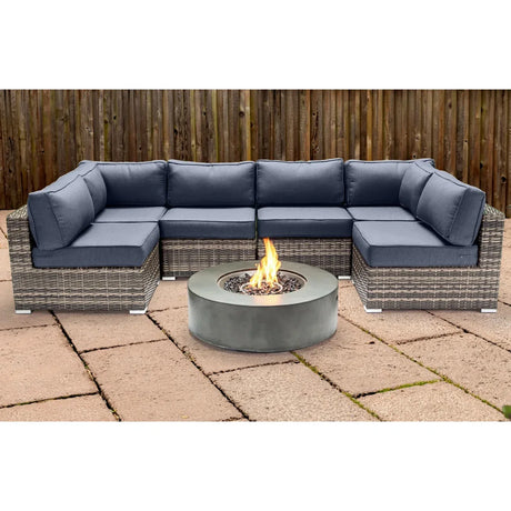 Outdoor 7-Piece Wicker Sectional Seating Group With Fire Pit - Omega Lifestyles