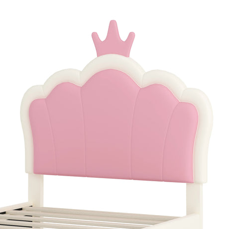 Twin Upholstered Princess Platform Bed With Crown Headboard - Omega Lifestyles