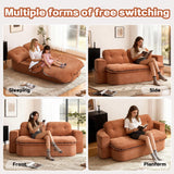 Modern Linen Foam-Filled Convertible Sleeper Sofa Bed With Pillows - Omega Lifestyles