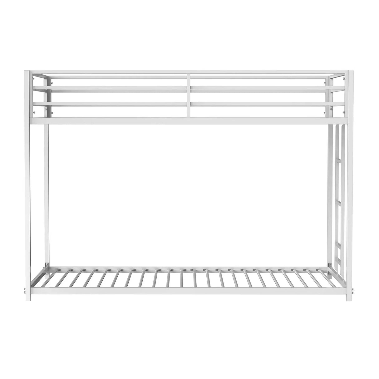 Contemporary Matte White Metal Twin Over Twin Low Bunk Bed - Omega Lifestyles