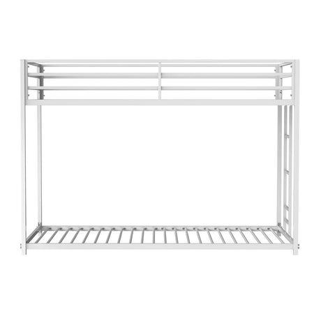 Contemporary Matte White Metal Twin Over Twin Low Bunk Bed - Omega Lifestyles