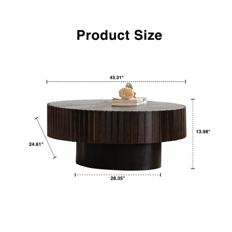 Modern Handcrafted Oval Walnut Pedestal Coffee Table - Sleep Galleria