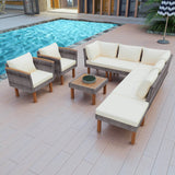 9-Piece Outdoor Patio Rattan Furniture Set With Cushions