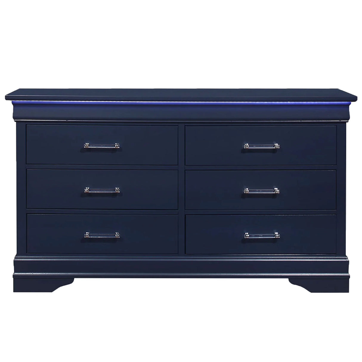 Transitional Blue LED Lighting Solid Wood Dresser - Omega Lifestyles
