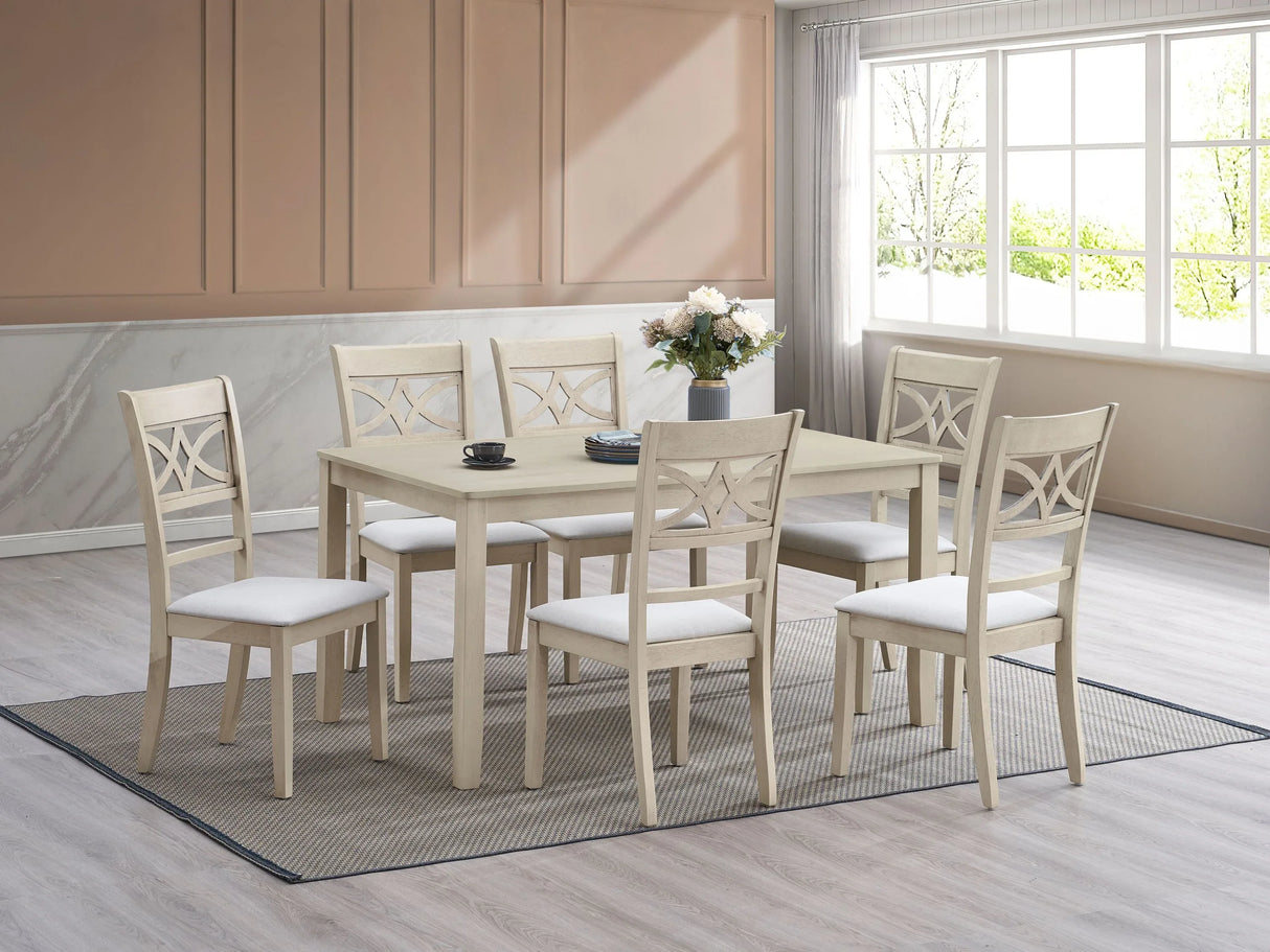 7-Piece Light Oak Finish Dining Table Set With Chairs - Omega Lifestyles