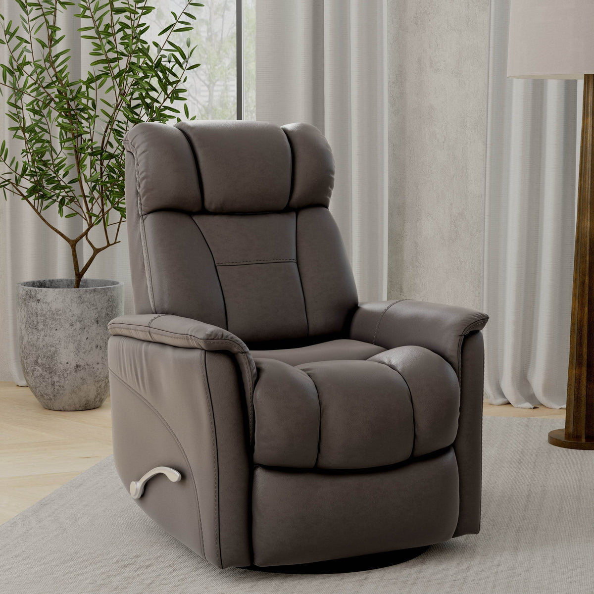 Swivel Glider Recliner With Manual Adjustable Headrest