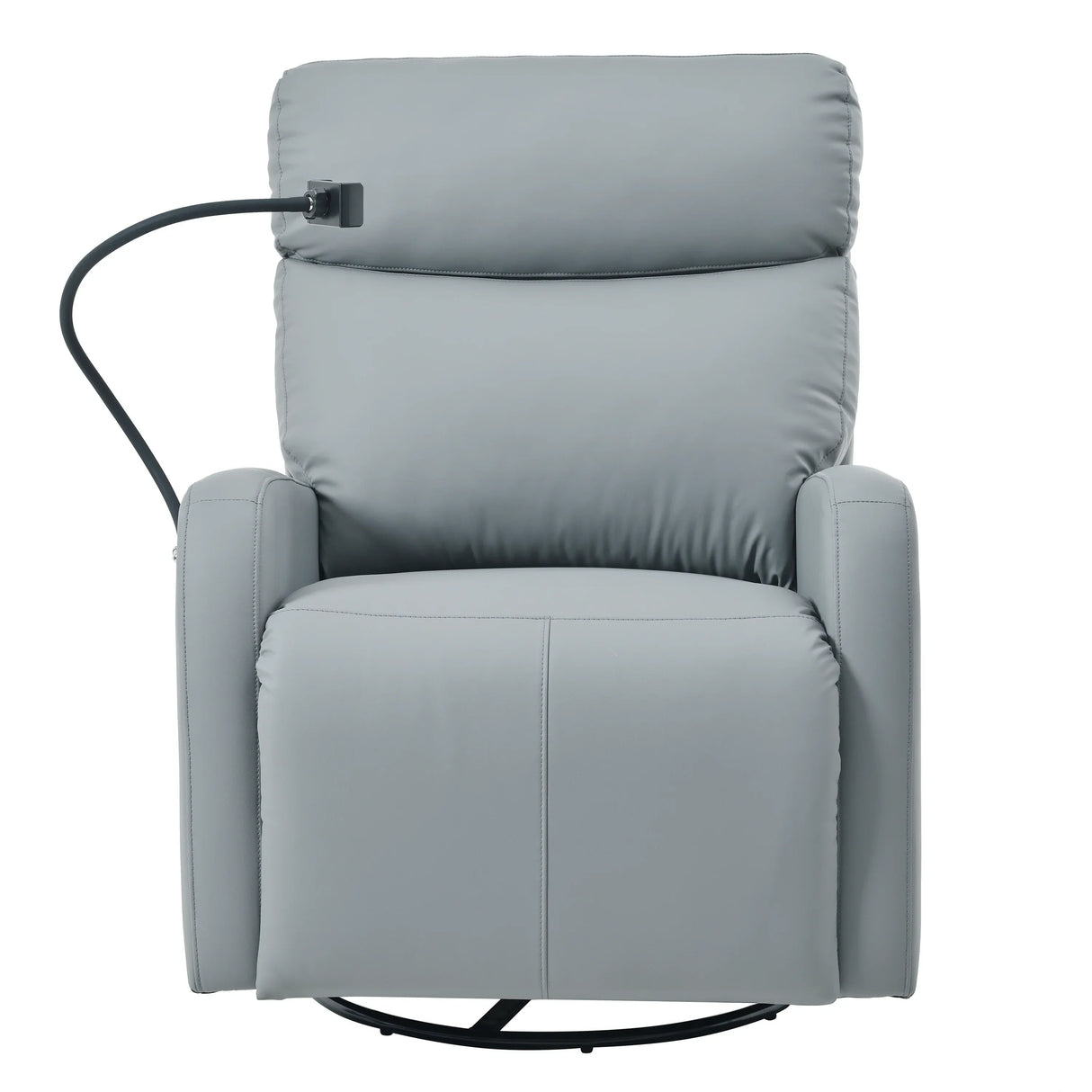 Modern Blue Gray PU Swivel Rocker Recliner Chair - Omega Lifestyles