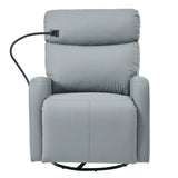 Modern Blue Gray PU Swivel Rocker Recliner Chair - Omega Lifestyles