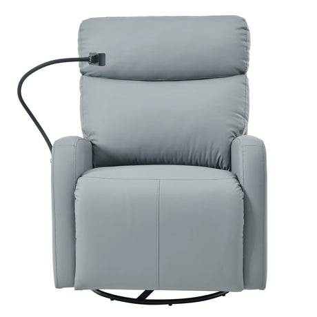Modern Blue Gray PU Swivel Rocker Recliner Chair - Omega Lifestyles
