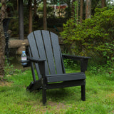 Folding Weather Resistant HDPE Black Adirondack Chair