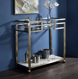 Faux Marble Glass Metal 2-Tier Serving Cart - Omega Lifestyles