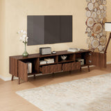 Modern Walnut 78-Inch TV Stand With Cable Management - Omega Lifestyles