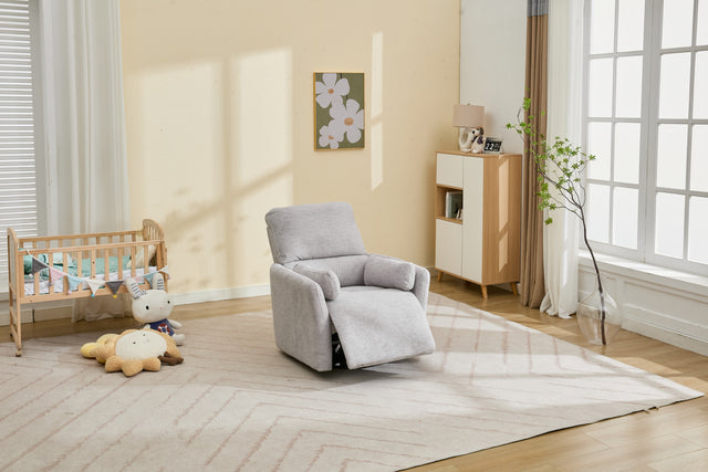 Sherpa Fabric Grey Power Swivel Recliner Chair