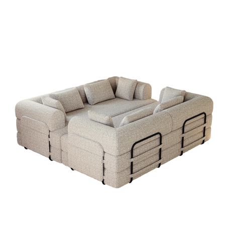 Convertible Chenille Foam 4-Seat Folding Sleeper Sofa Bed Set - Omega Lifestyles