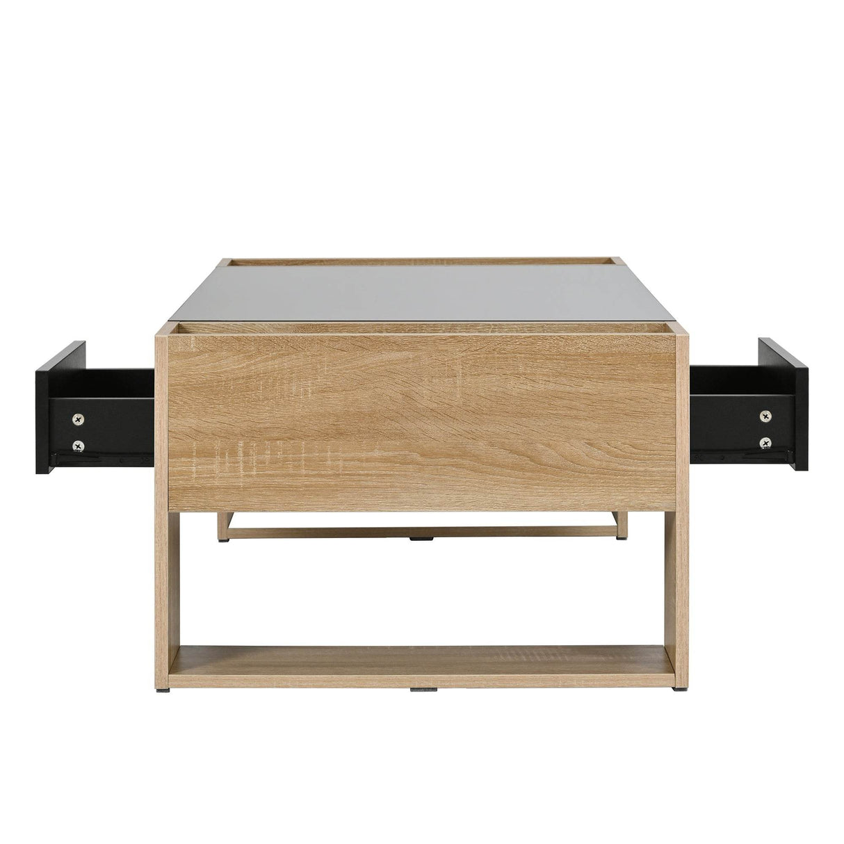 High Glossy Two Drawer Wood Grain Coffee Table - Sleep Galleria