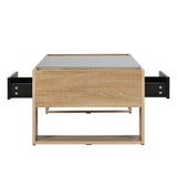 High Glossy Two Drawer Wood Grain Coffee Table - Sleep Galleria