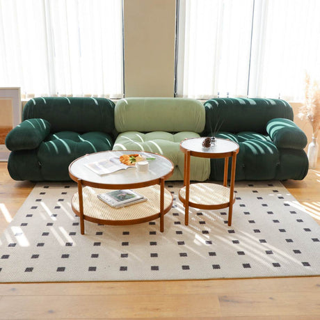 Modern Farmhouse Solid Wood Round Coffee Table - Sleep Galleria