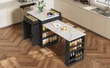 Extendable Black Kitchen Island With Storage Cabinet - Omega Lifestyles