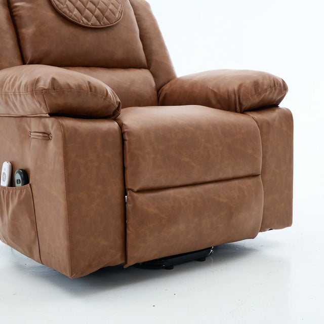 Medium-Firm PU Leather Remote-Controlled Heating Massage Recliner - Omega Lifestyles