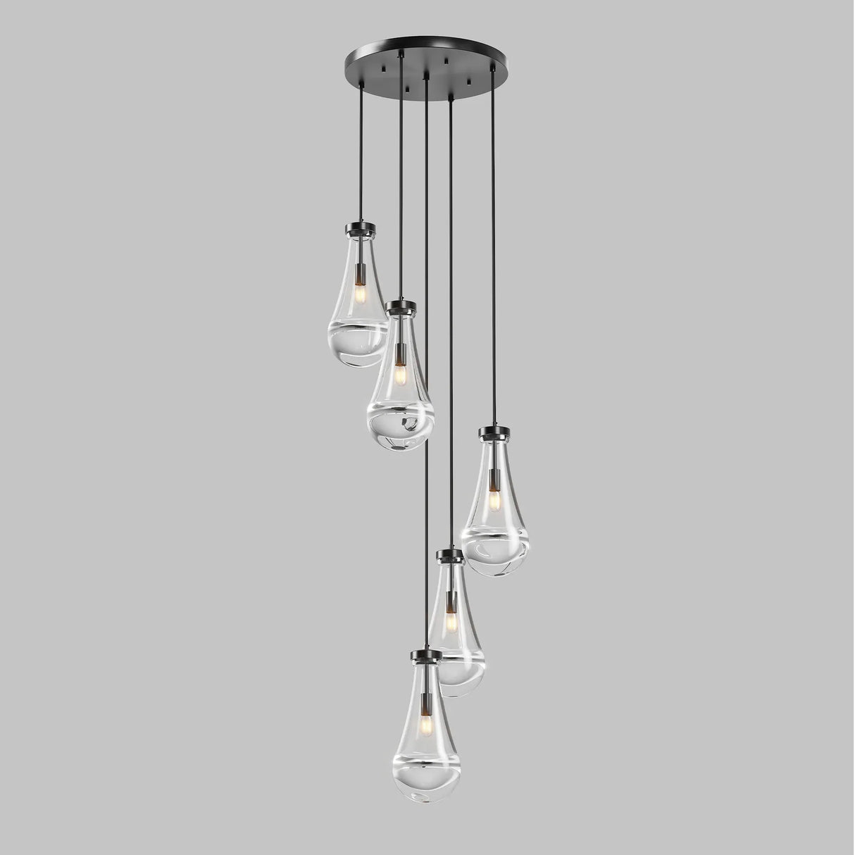 5-Light Adjustable Raindrop Glass Cluster Pendant Chandelier - Omega Lifestyles