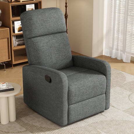 Manual Adjustable Recliner Chair Charcoal Polyester Upholstery - Omega Lifestyles