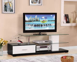 Ivana White Black Finish Rectangular TV Stand With Storage - Omega Lifestyles