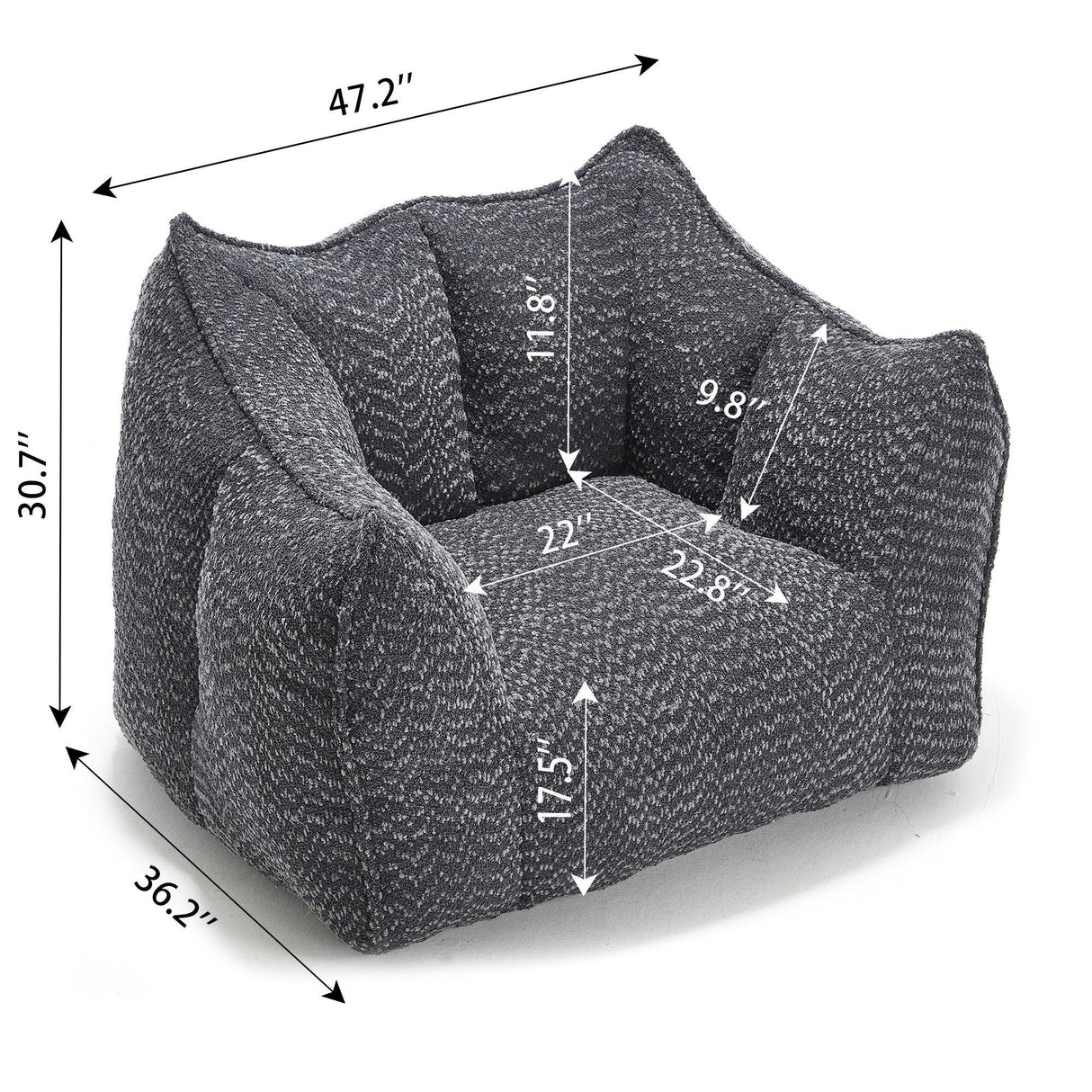 Chenille Foam Bean Bag Chair For Adults - Omega Lifestyles