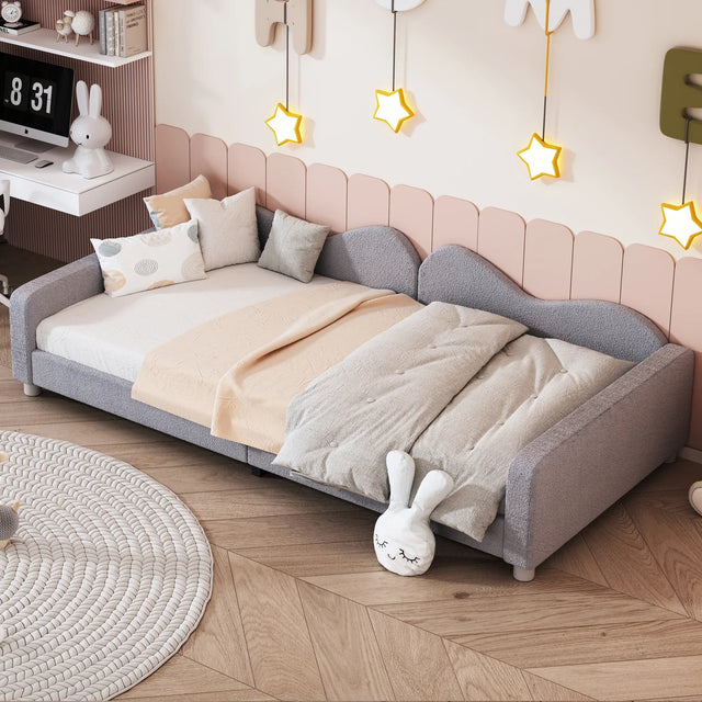 Twin Upholstered Sherpa Fabric Daybed With Cloud Backrest - Omega Lifestyles