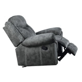 Two-Tone Gray Velvet Motion Glider Recliner Chair - Omega Lifestyles
