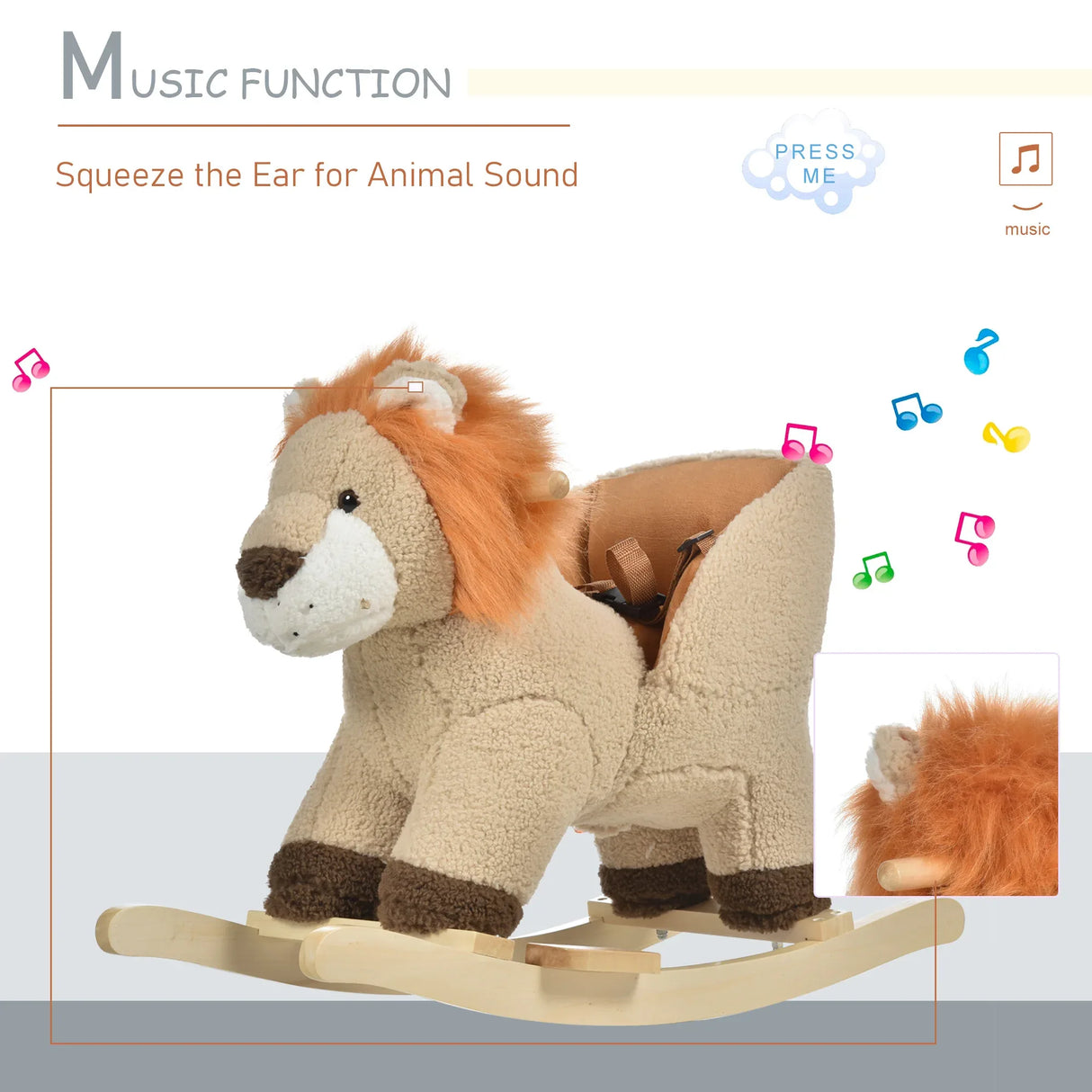 Lion-Themed Plush Baby Rocking Horse With Sound - Omega Lifestyles