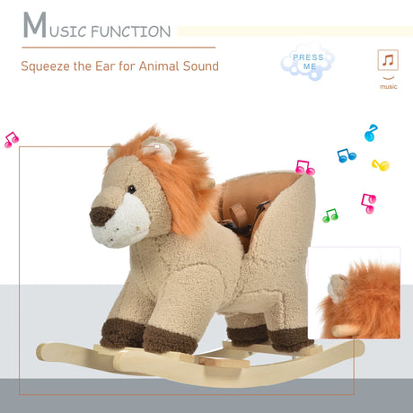 Lion-Themed Plush Baby Rocking Horse With Sound - Omega Lifestyles