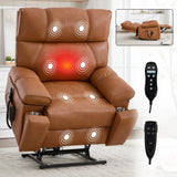 Orange Medium-Firm Faux Leather Power Lift Massage Chair - Omega Lifestyles