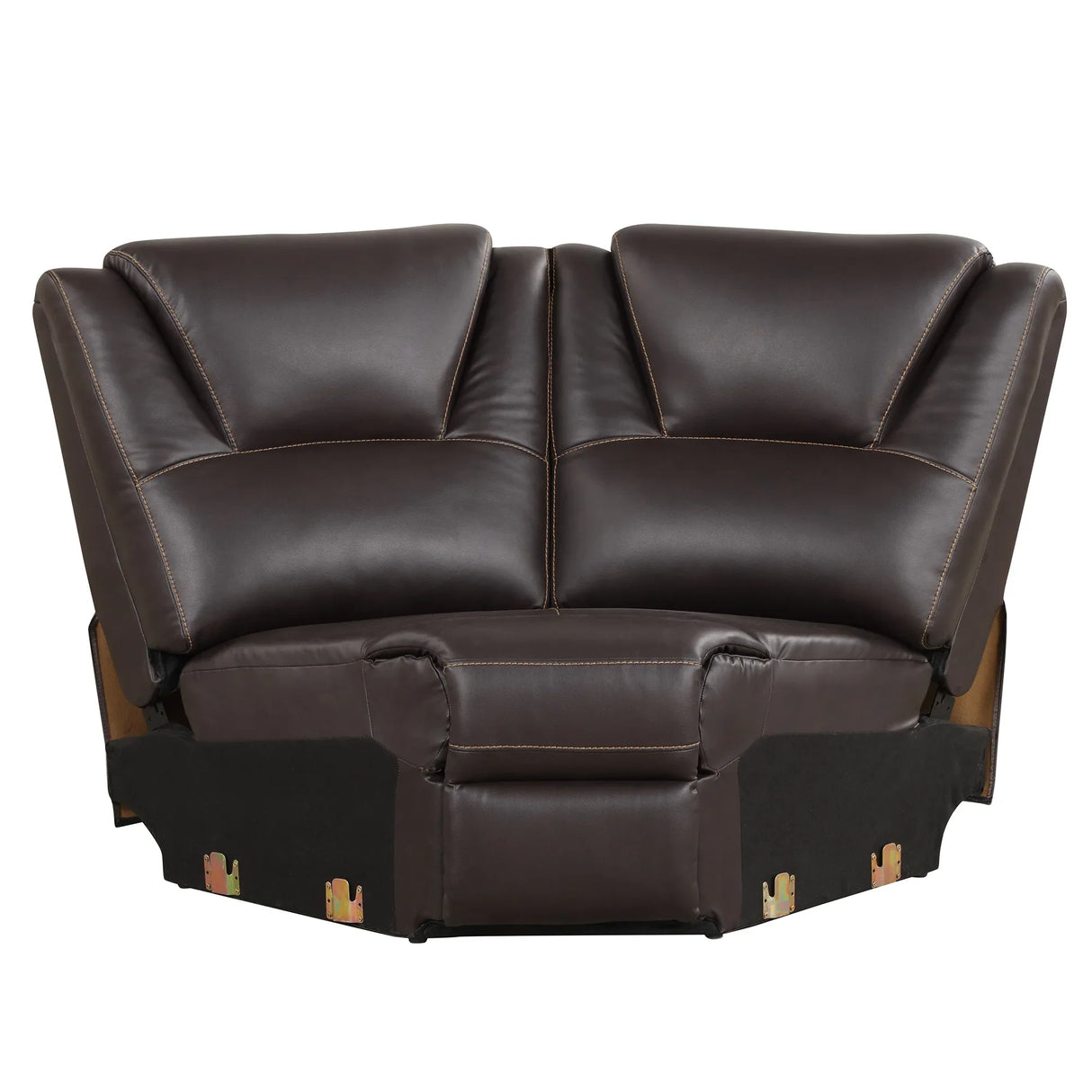 Modern Brown PU Leather Manual Reclining Sectional Sofa - Omega Lifestyles