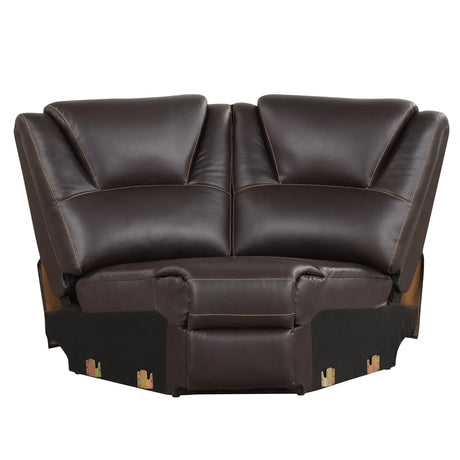 Modern Brown PU Leather Manual Reclining Sectional Sofa - Omega Lifestyles