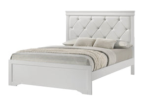 Modern White Wood Upholstered Panel Queen Bed Frame - Omega Lifestyles