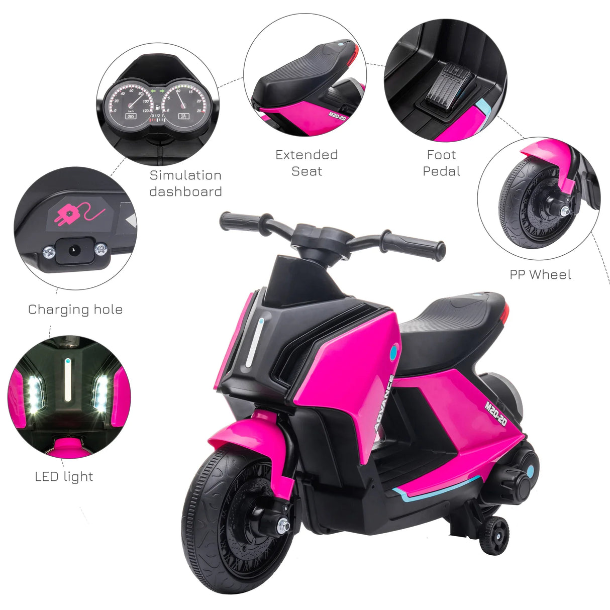 Electric Pink Kids Motorcycle Ride-On Toy With Music - Omega Lifestyles