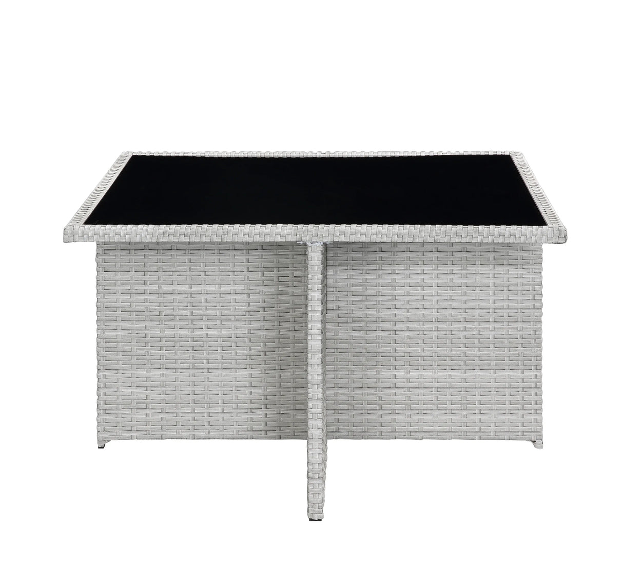 9-Piece Blue Fabric Wicker Outdoor Bistro Dining Set - Omega Lifestyles