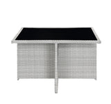 9-Piece Blue Fabric Wicker Outdoor Bistro Dining Set - Omega Lifestyles