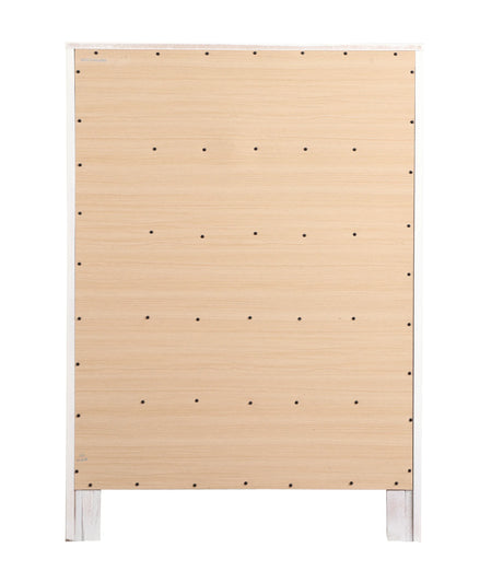 White Five-Drawer Wood Veneer Bedroom Chest - Omega Lifestyles
