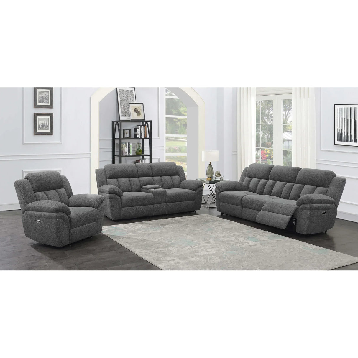 Charcoal Upholstered Power Glider Recliner With Pocket Coils - Omega Lifestyles