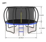 14FT Outdoor Metal Frame Kids Safety Enclosure Trampoline - Omega Lifestyles